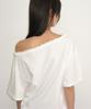 RONRON Frill Off Shoulder String T Shirt White