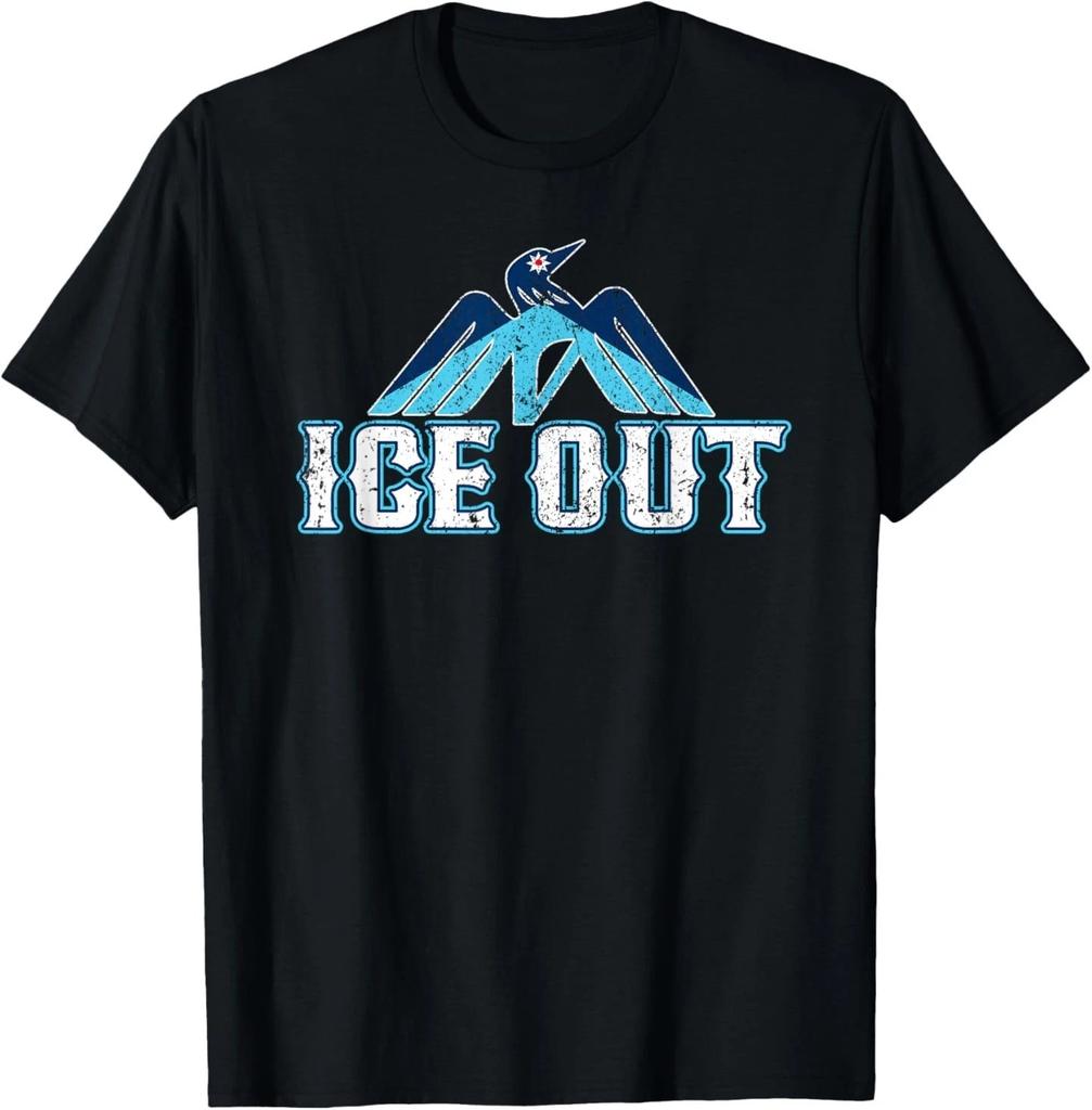 Vintage Ice Out of MN Minnesota Flag Loon Bird Inspired T-Shirt