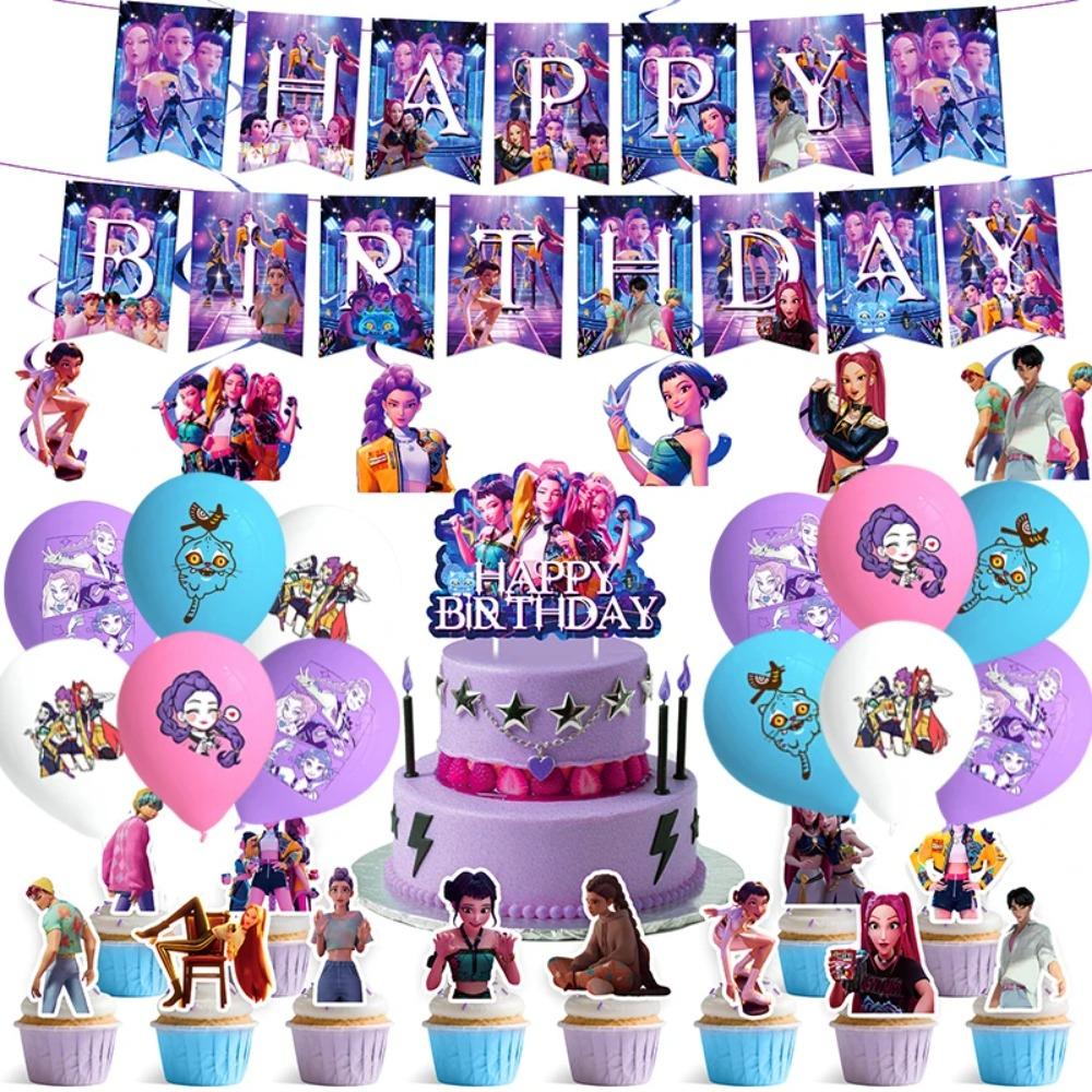 DeMons Hunting Balloon Kit Rumi Figure Balloon Kpop Girl Birthday Decoration Aluminum Film Balloon Baby Shower Party Supplies
