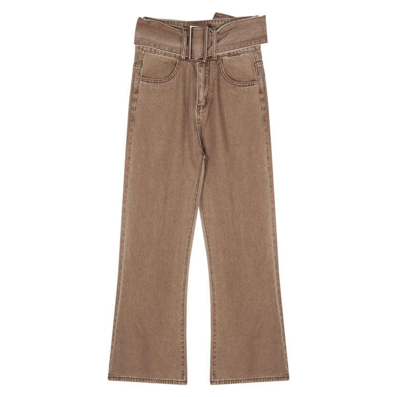 Модные джинсы для женщин, винтажная уличная одежда, широкие брюки с высокой талией и поясом, стильные свободные повседневные брюки для колледжа