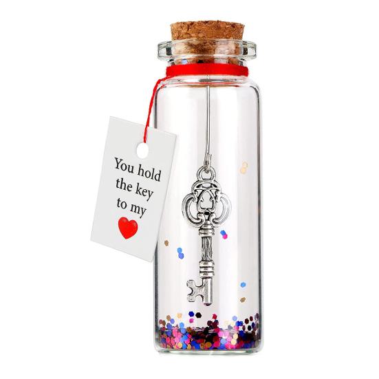 Романтический подарок на годовщину для нее, для него, у тебя есть ключ к моему сердцу. Бутылка, маленькая стеклянная банка желаний на День святого Валентина, годовщину, Рождество.