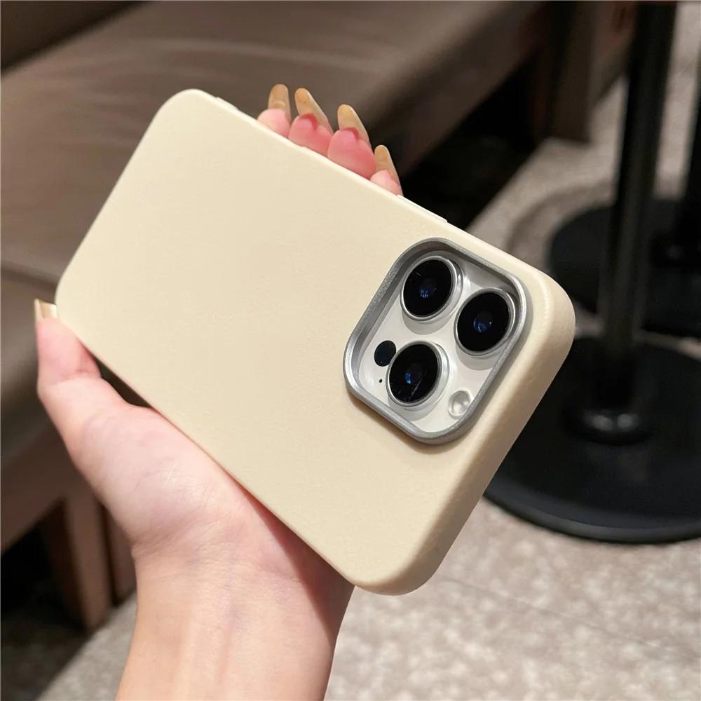 Мягкий чехол из матовой кожи с текстурой личи для iPhone 17 16 16E 15 14 13 12 11 Pro Max XS XR 7 8 Plus SE2 Силиконовый противоударный чехол