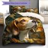 Beagle and Leaves Pattern Bedding Home Decoration Birthday Gift (1 * duvet cover + 2 * pillowcase, without core)