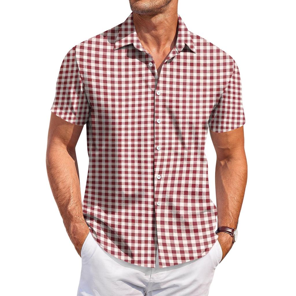 Men's Short Sleeve Casual Shirt with Festival Print, Fashion Novelty Summer Top for Parties, Vacation, Daily Wear.