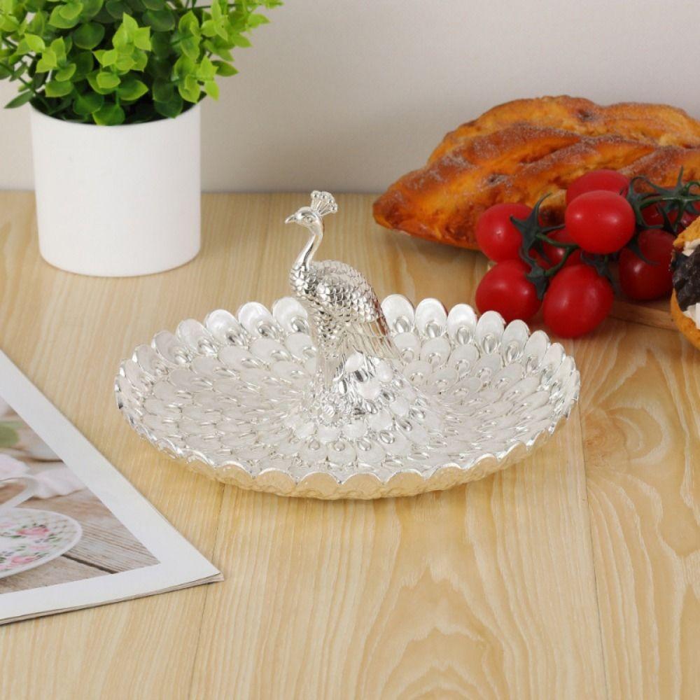Round Shape Serving Tray Metal Material Snack Serving Plate Versatile Decorative Tray For Fruits