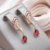 Kinel Red Zircon Water Drop Long Earrings For Women