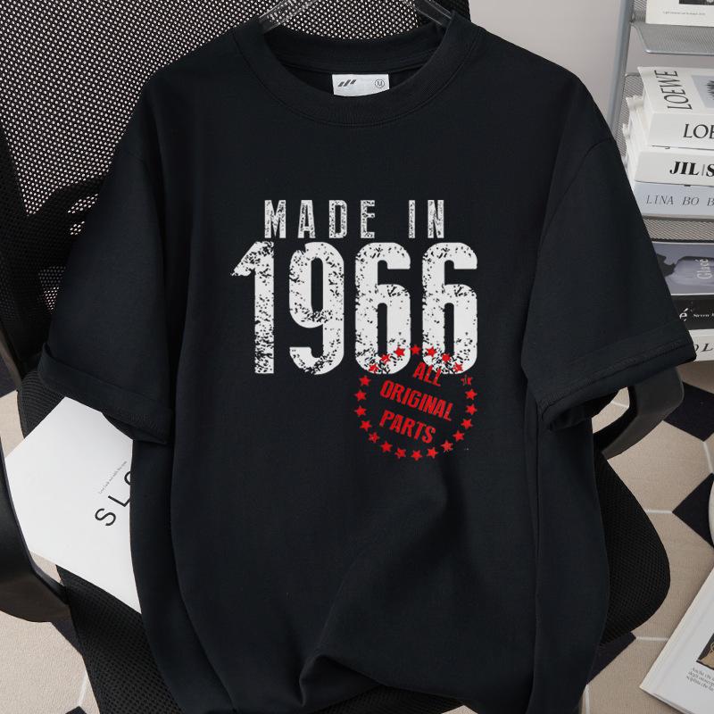 HighQuality Cotton TShirt for Unisex 1966 60th Birthday Unisex Loose Oversized Clothing O Neck Short Sleeve Tees Streetwear Top
