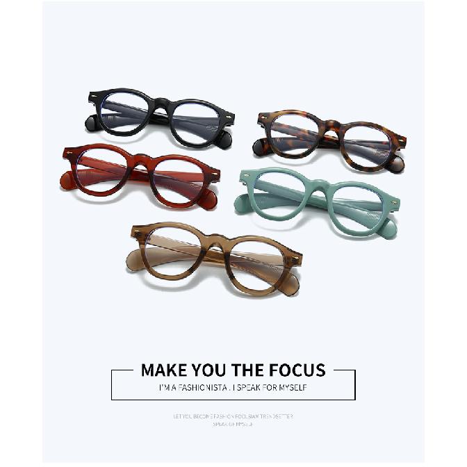 Oval flat glasses, women's eyewear, glasses frame with rivet embellishments
