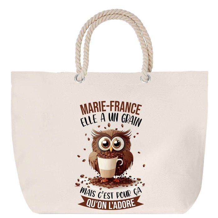 Sac de plage - PLANETEE - Marie-France Chouette - anse corde - coton multicolore - grand format
