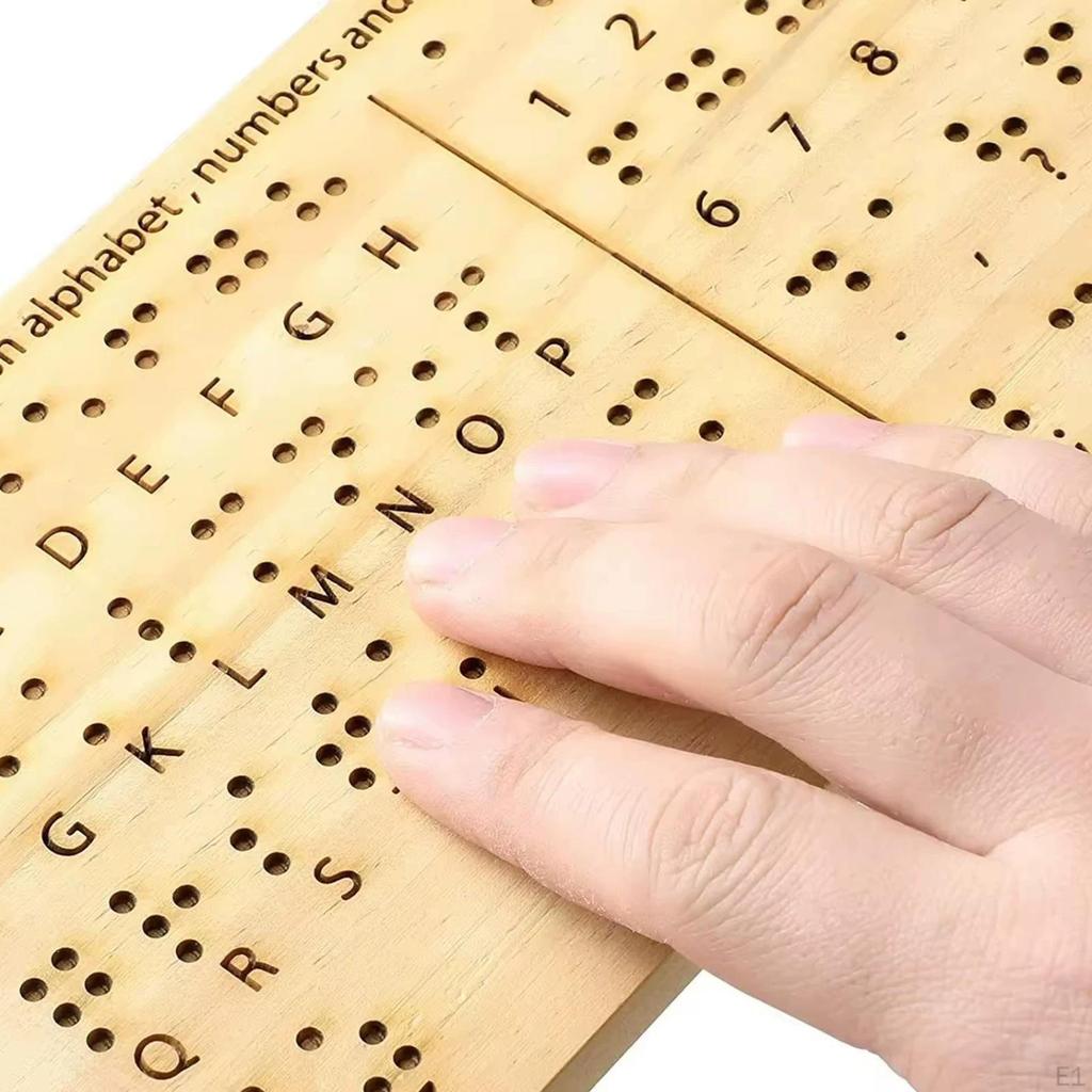 Wood Braille Alphabet and Numbers Board Chart Books Practice Educational Tool Teaching Aid