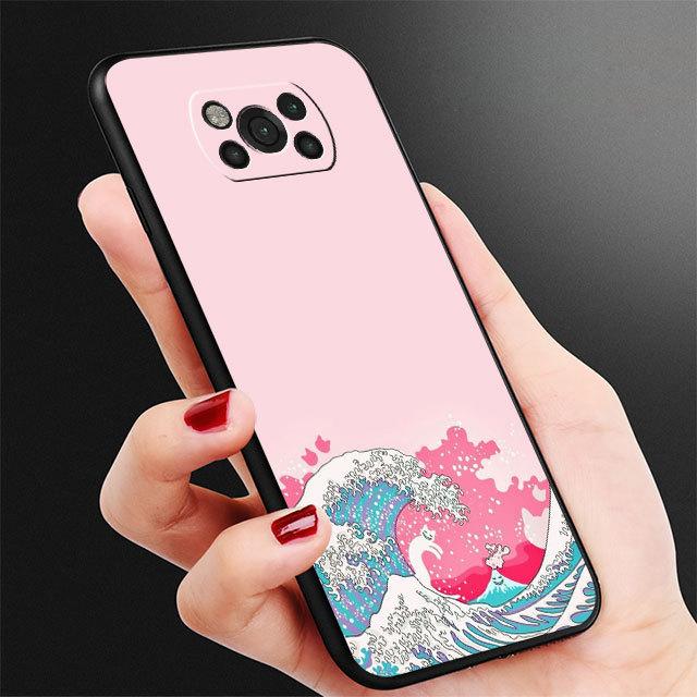 Японский волнистый художественный чехол для Samsung Galaxy M30s M33 M12 M51 M32 5g M31 M13 M52 M22 M23 M23 M01 M53 M31s M11, черный чехол-бампер