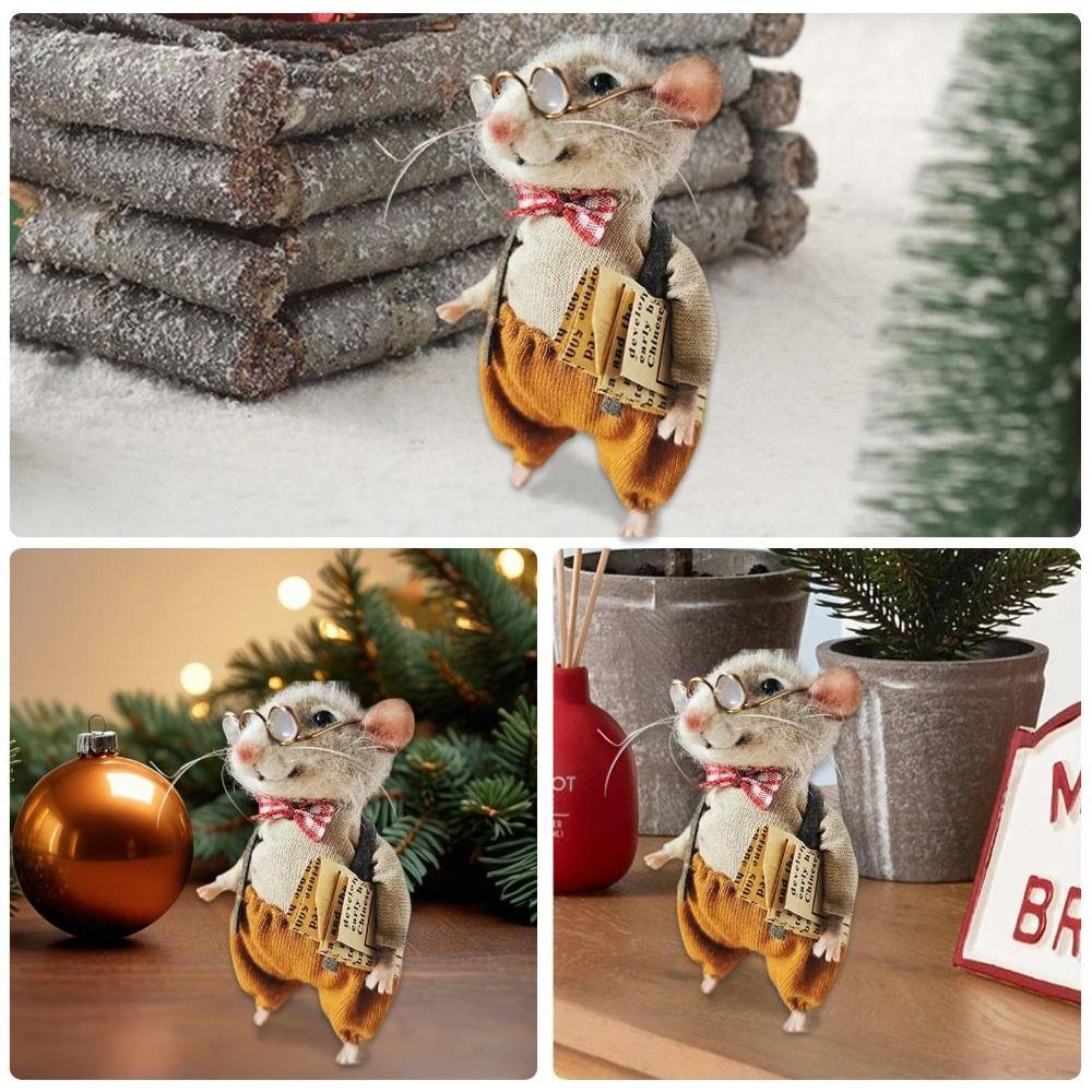 Милая валяная мышь из иглы, рождественские украшения из войлока на Новый год
