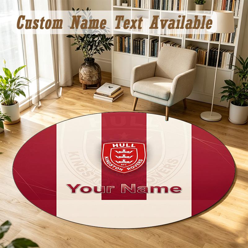 Round Rug Custom NameHull KR Pattern Non Slip Carpet Home Floor Decor
