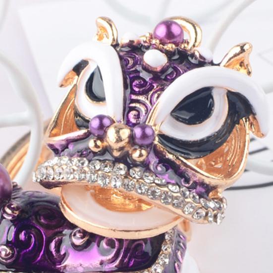 Инкрустация стразами в китайском стиле, реалистичное трехмерное неувядающее украшение, вращающаяся на 360 градусов голова, вращающийся кристалл с кристаллом, сумка для ключей в виде танца льва