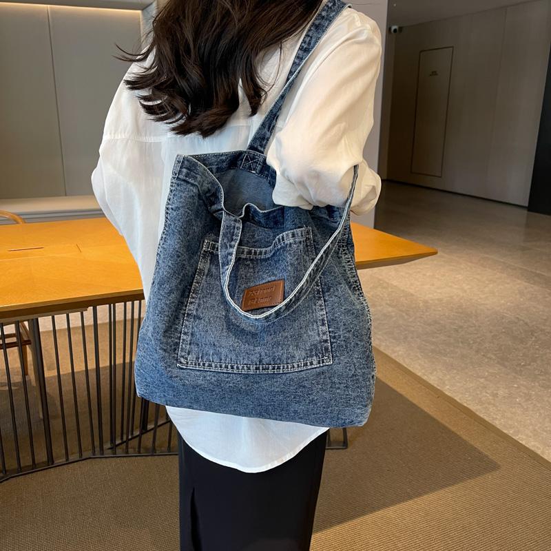 Модная джинсовая сумка через плечо, универсальная сумка для покупок, женская универсальная сумка