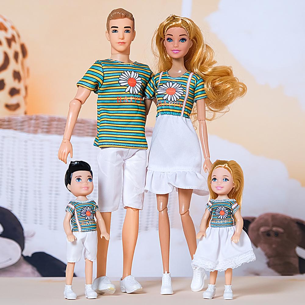 30 см семейная кукла с подвижным телом, мама, папа, Кен и дети, набор из 4 кукол, 1/6, игрушка-кукла для детей, образование, подарок на день рождения