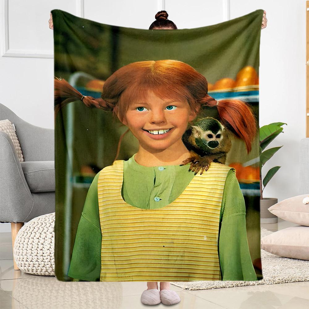 Pippi Adventure Blanket Ultra-Soft Perfect for Chair Bed Picnics Four Seasons Universal Playful Design Unique Gift for Family and Friends Camping