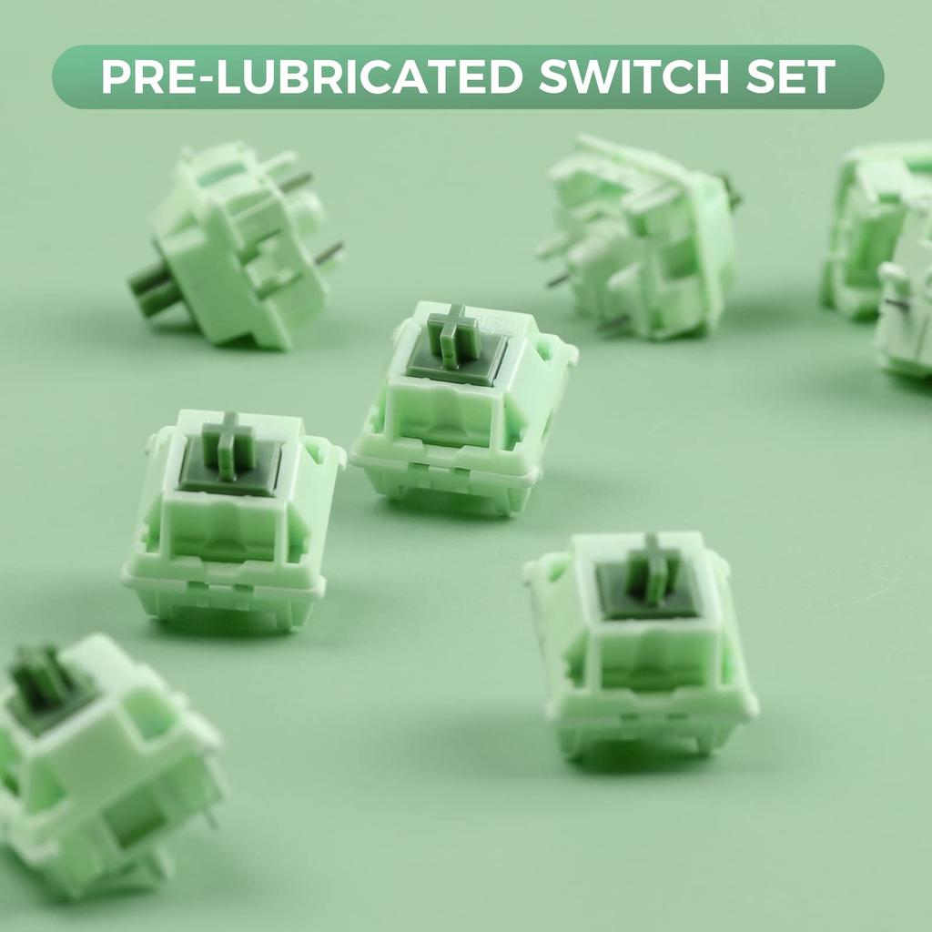 Линейный переключатель KiiBoom 55gf Matcha для механической клавиатуры с POM-штоком, 5-контактный переключатель для клавиатуры, корпус из ПК и нейлона для гейминга, DIY-клавиатура, 35 штук (Матча)