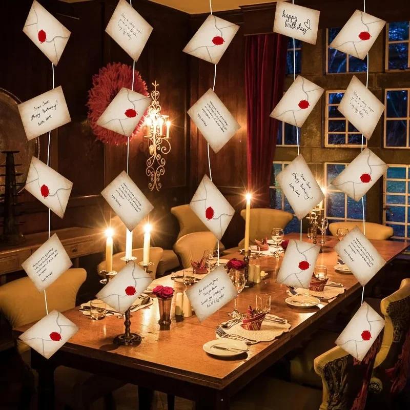 Halloween Harry-Themed Party Decoration Set with 20pcs Floating Acceptance Letter Banners, Magic Wizard Welcome Letters for Masquerade
