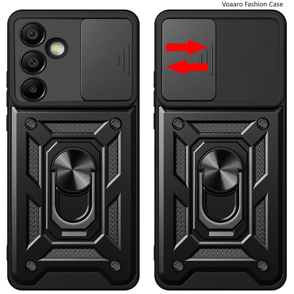 Чехол-подставка с магнитным кольцом Slide Lens Armor Funda для Samsung Galaxy S24 FE Ultra S23 Plus Ultra M15 F15 M55 A15 A55 A35 5G