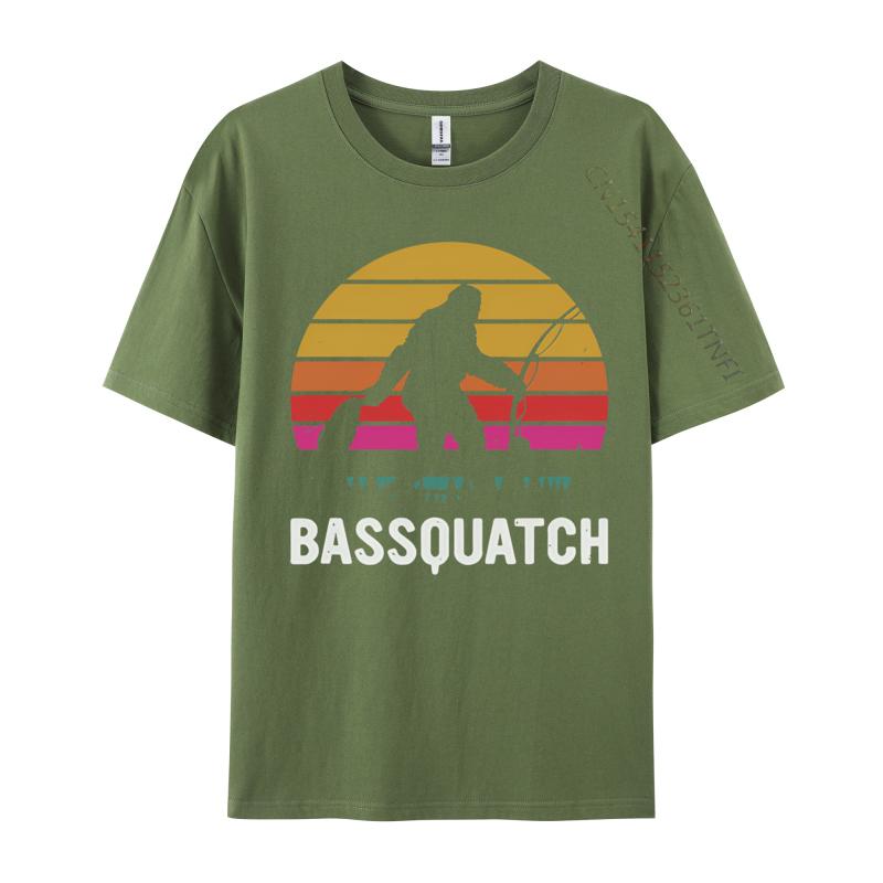 Bassquatch Bigfoot Sasquatch Fishing Tshirt Unisex Vintage Tshirts Anime Printed Tee Shirts Male Plus Size Black