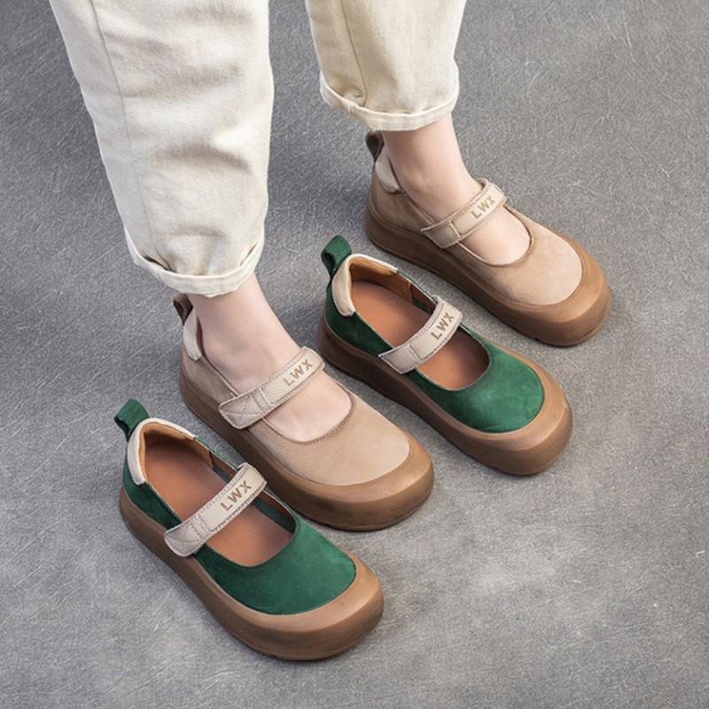 Johnature Повседневная обувь на толстой подошве с круглым носком из натуральной кожи, удобная женская обувь на плоской платформе