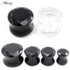 Alisouy 2PCS 6-19mm Black Glass Rhombus Section Round Ear Tunnels Plugs Expanders Stretcher Gauges Earring Piercing Body Jewelry