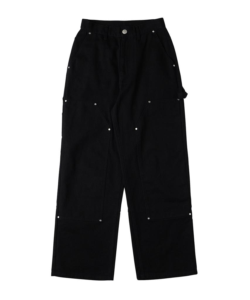 URBANAGE Cotton Carpenter Wide Pants Black