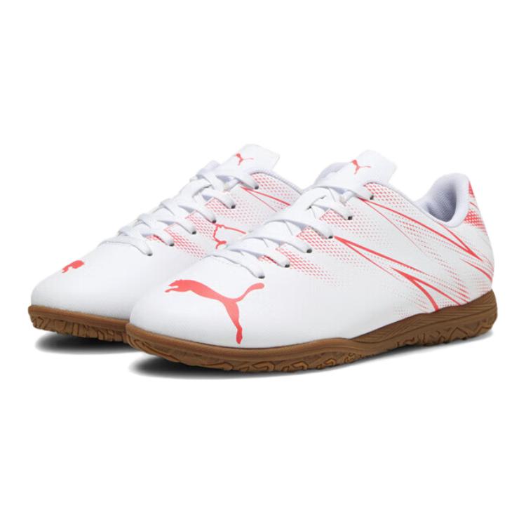 PUMA Attacanto Comfortable And Lightweight Abrasion Resistant Balance Low top Kids' Soccer Shoes White Red Kids' 107482-04
