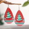 Teardrop Christmas Tree Bark Earrings: European & American Double-Layer Holiday Jewelry