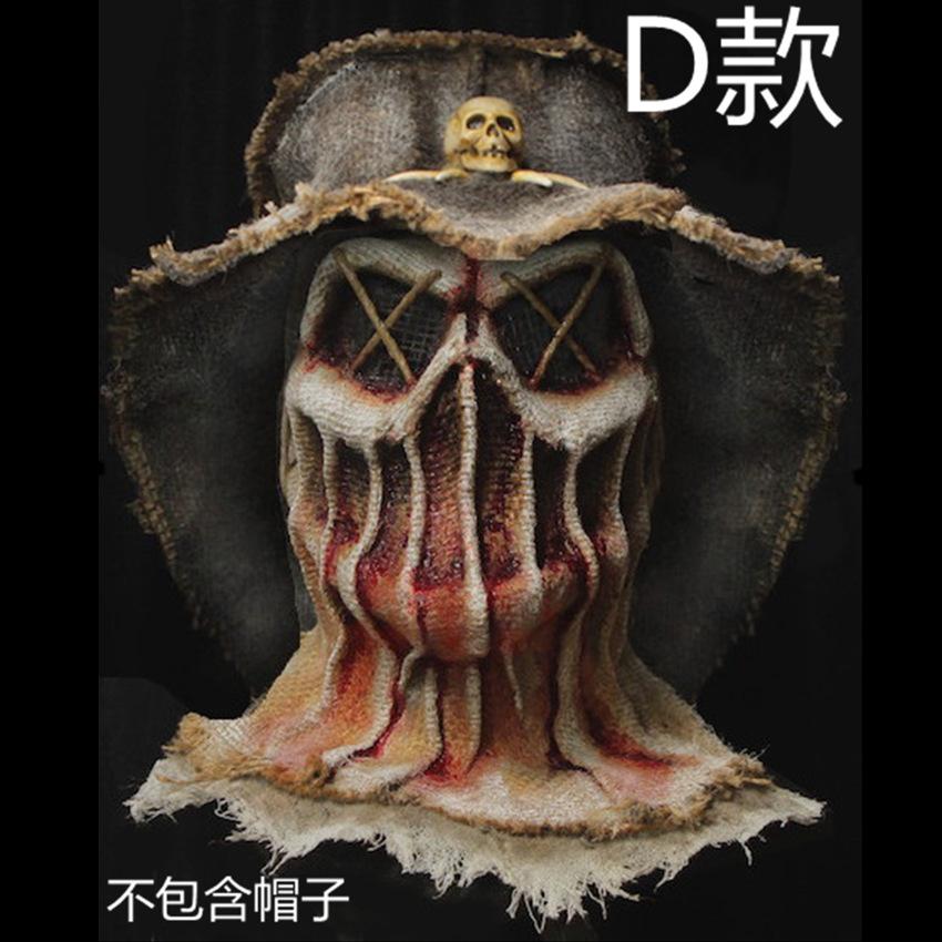 New Scary Scarecrow Halloween Mask Latex Premium Scarecrow Headgear Sack Ghost Head