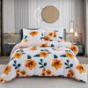 Floral Duvet Cover Flower Duvet Cover 3 Pieces Set 1 Orange Botanical Duvet Cover 2 Pillowcases Soft Blossom Plant Print Bedding