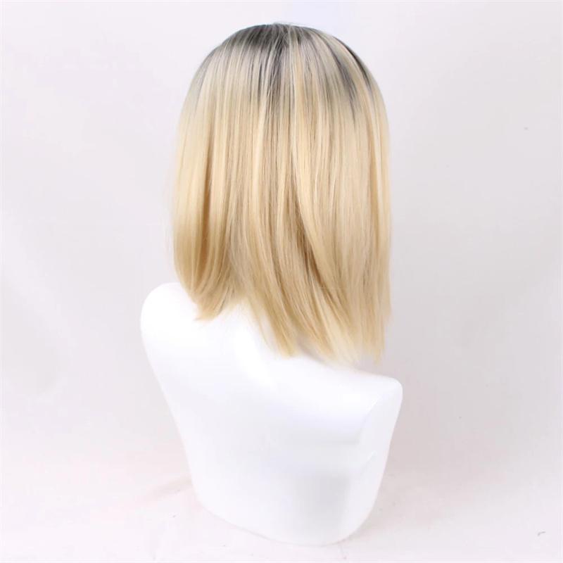 Halloween Bride of Chucky Women Tiffany Blonde Omber Black Hair Middle Parting Wigs Jennifer Tilly Cosplay Wig + WigCap