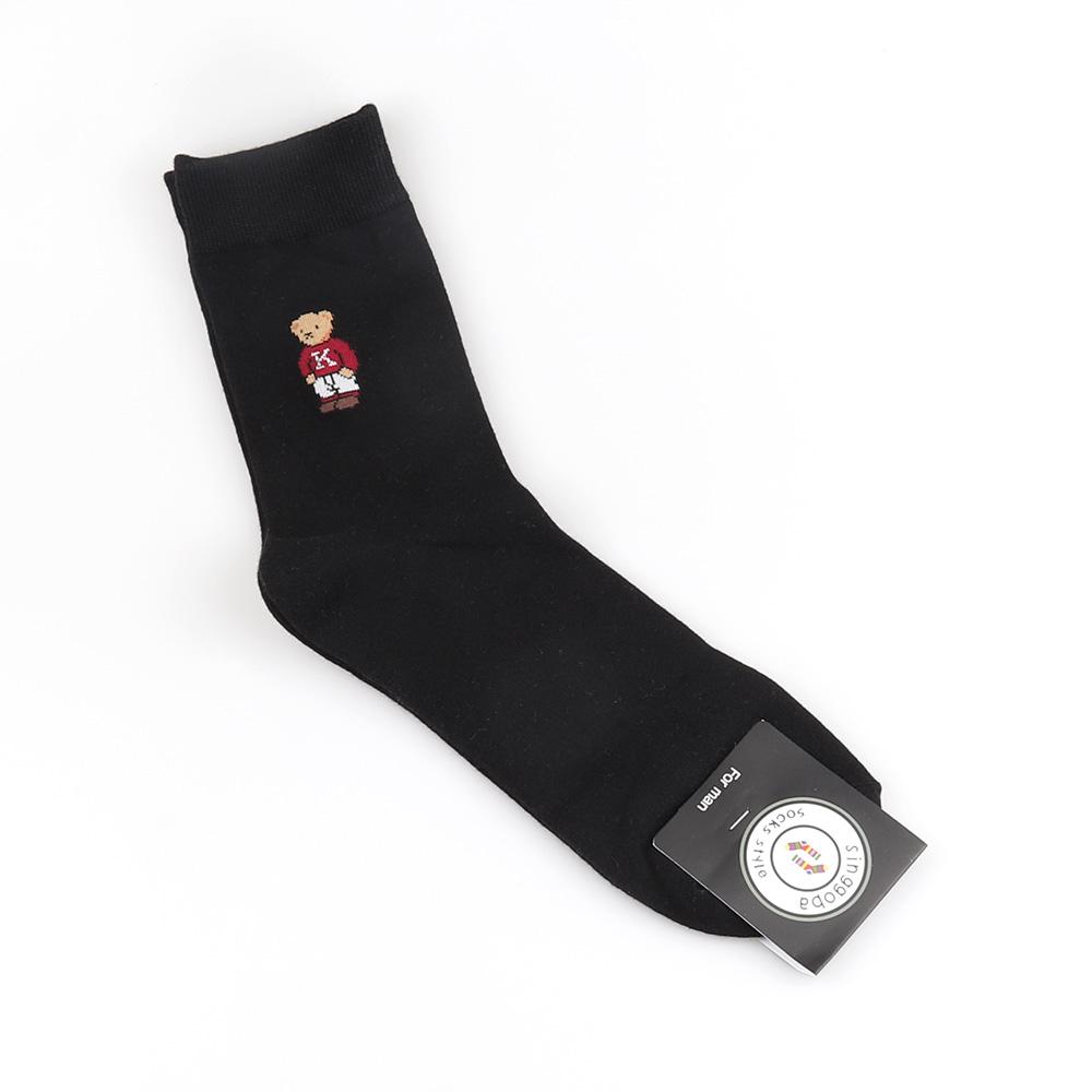 1 пара мужских носков с изображением мультяшного медведя в простом стиле, удобные дышащие носки до середины голени, спортивные модели Campus, хлопковые носки