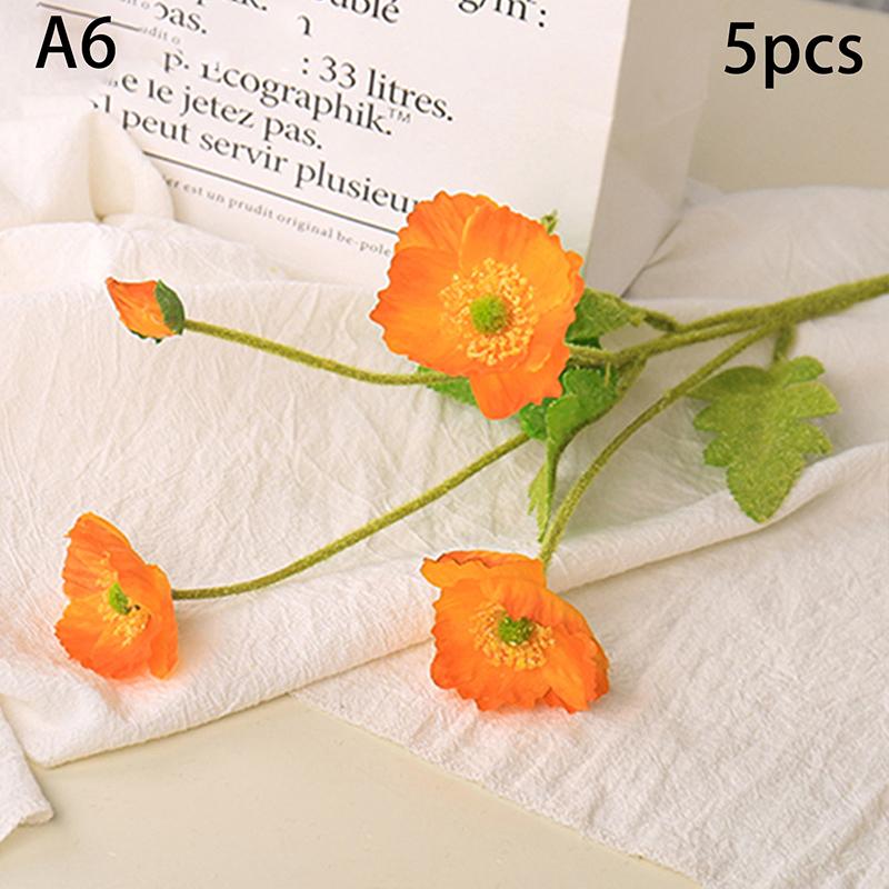 Красивые яркие цвета 4 головки шелковые поддельные имитация маков искусственный цветок для самостоятельного украшения дома свадебной вечеринки с листьями