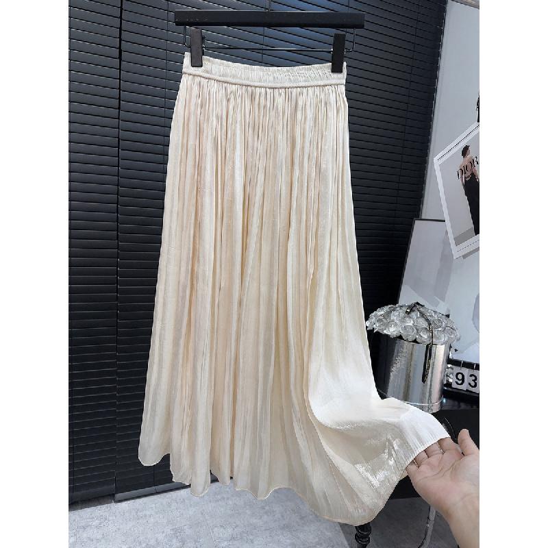 Высококачественная блестящая перламутровая шифоновая плиссированная юбка в стиле ретро, модная плиссированная ниспадающая утягивающая юбка А-силуэта с высокой талией