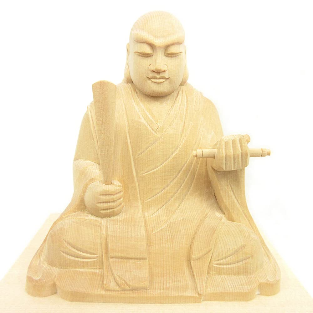 Kurita's Special Buddhist Statue [Priest and High Priest] Seated Statue of Saint Nichiren, 3.0 inches (total height 19cm, width 15cm, base depth