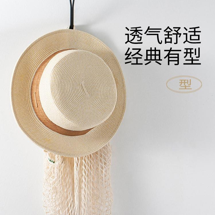 New flat-top straw hat women's spring and summer British style fashion versatile single product travel vacation sun protection visor