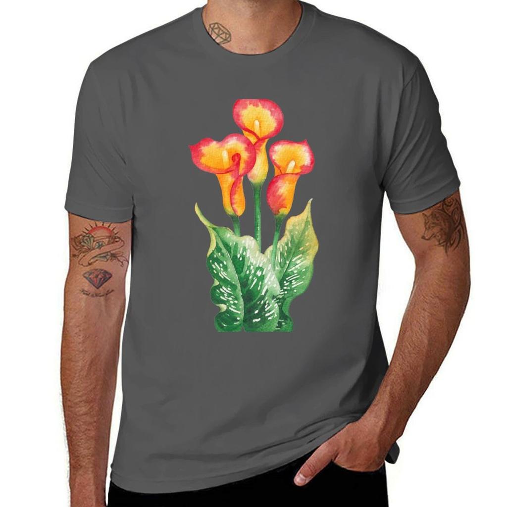 Watercolor Calla Lily Tshirt Minimalist Casual Short Sleeve Top