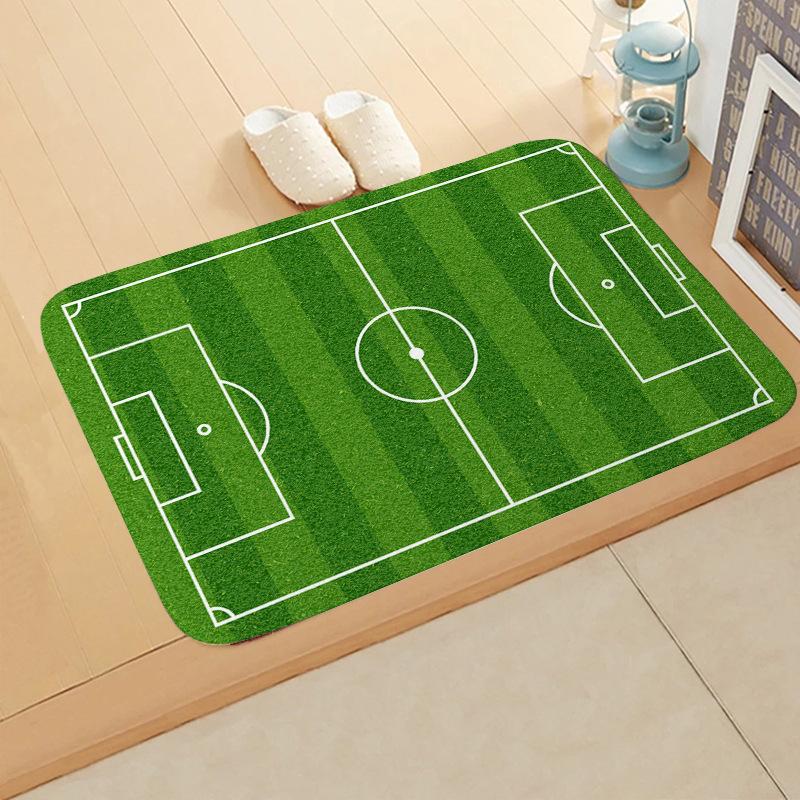 VIKAMA Football Pitch Doormat Stain-Resistant & Non-Slip Entrance Hallway Mat Bedroom Entrance Rug Bedside Carpet Home Decor