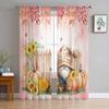 Thanksgiving Plant Fence Sunflower Pumpkin Sheer Curtains for Kids Bedroom Living Room Voile Window Curtains Tulle Drapes