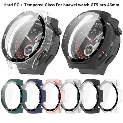 Чехол для Huawei Watch GT5 Pro 46 мм Закаленное стекло Защитная пленка от царапин Бампер Защитный чехол