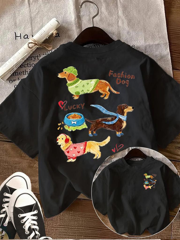 Cute Fashion Dog Print Tshirt Unisex Summer Loose Short Sleeve Cartoon Puppy Graphic Tee Casual Pet Lovers Top Gothic Y2k Top