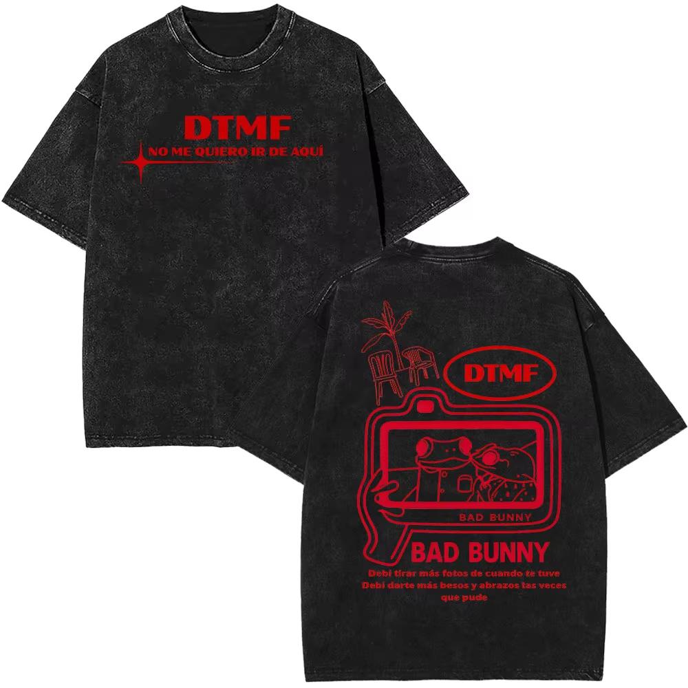 Тур рэпера Bad Bunny Debi Tirar Mas Fotos DTMF Мерч Футболки Мужская Мода Лето Хип-Хоп Винтажные Стиранные Футболки Стритвир
