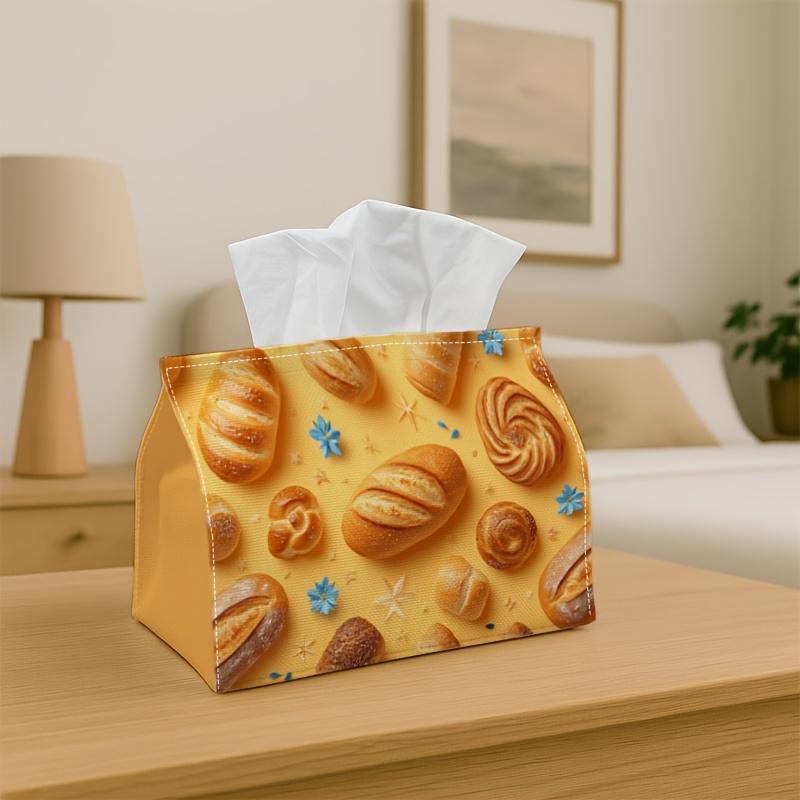 1pc Tissue Box Featuring a Collection of Assorted Breads And Pastries in Warm Colors, Perfect for Holiday Celebrations And Home Decoration, Measuring