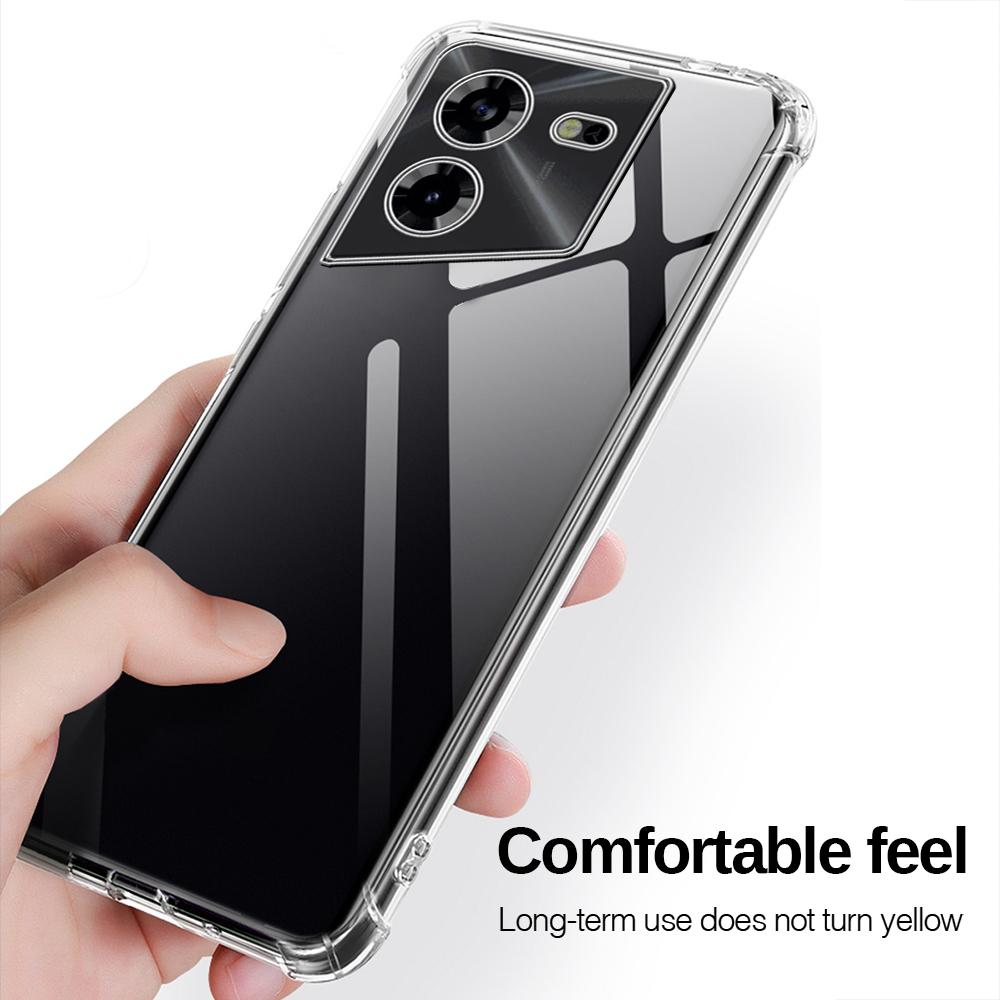 Прозрачный противоударный чехол с воздушными подушками для Tecno Pova5Pro Pova5 Pova 5 Pro Free Fire 4G, мягкая ТПУ рамка, защитный чехол