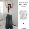 The Pink Semi Crop T shirT wiTh leTTering paTch