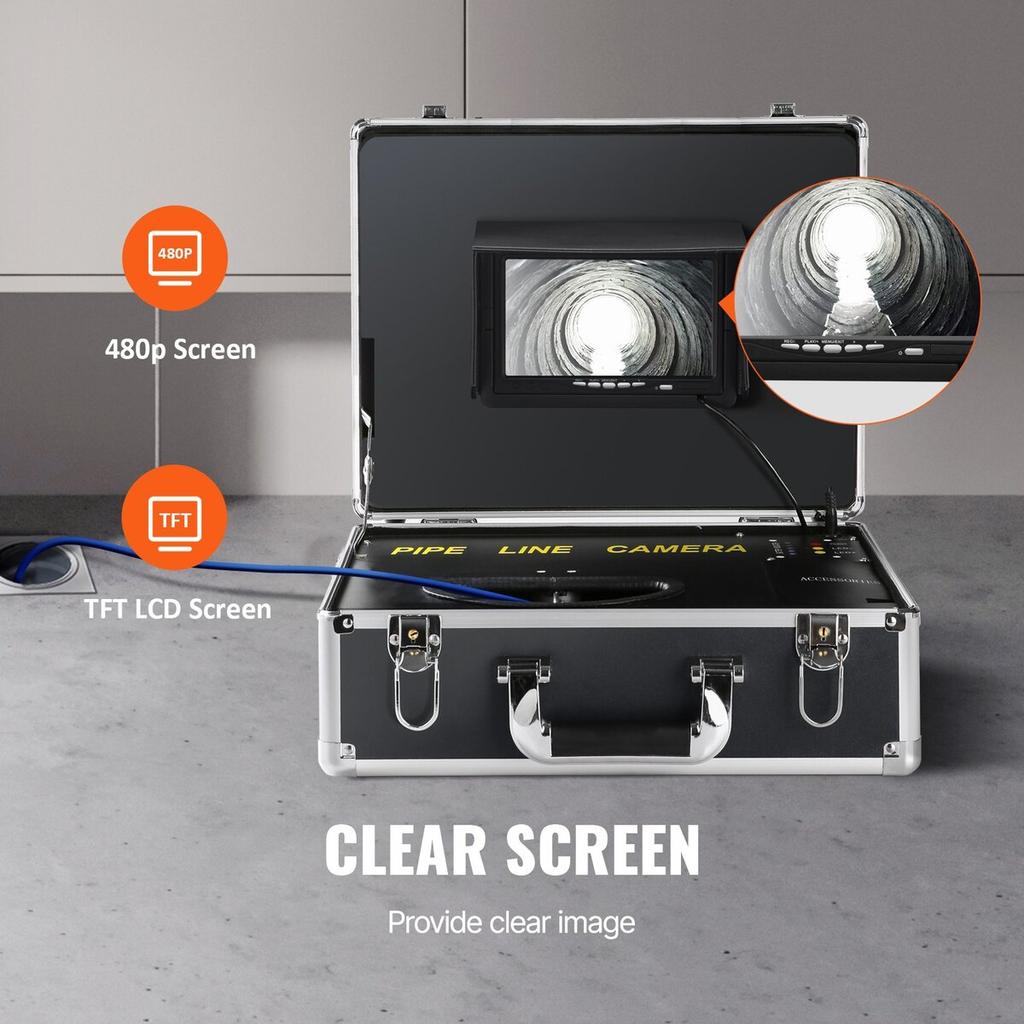Sewer Camera Pipe Inspection Camera 7-inch Screen 1000TVL Camera 131ft
