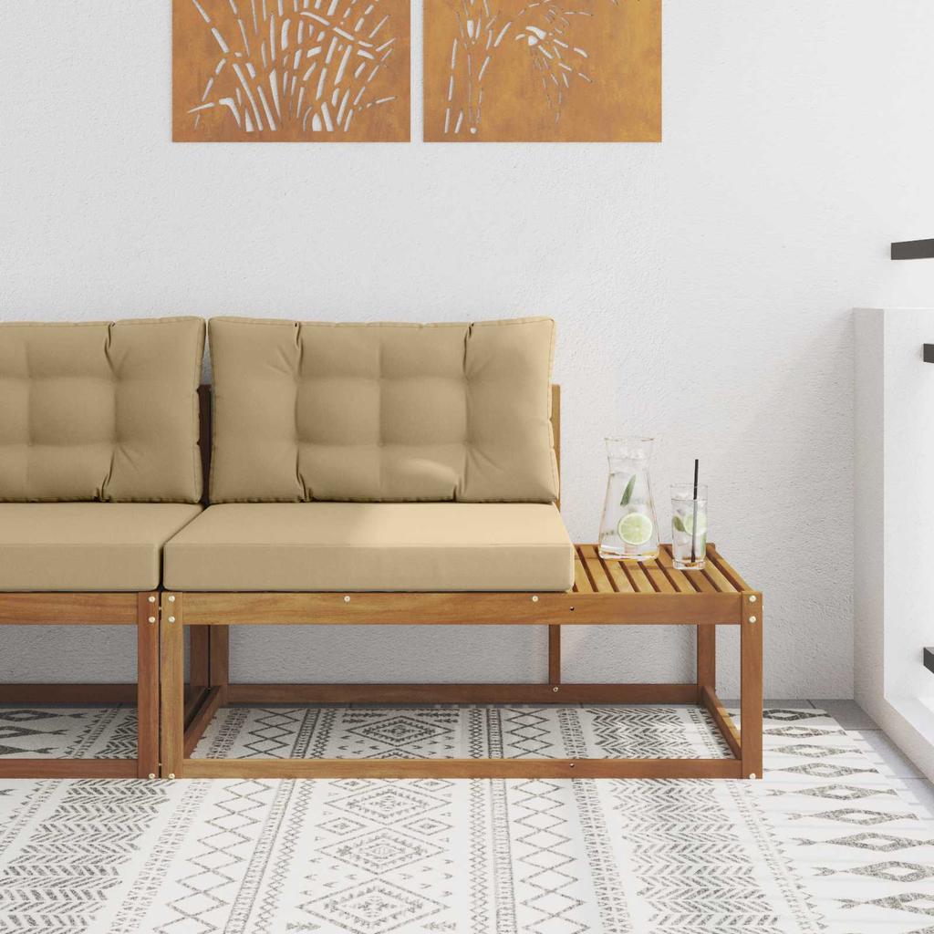Outdoor Corner Sofa with Cushions Natural Finish 115 x 83 x 73 cm