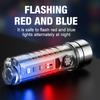 Mini Keychain Flashlight Type C Fast Charging Waterproof Flashlight Multi-function Warning Camping Flashlight